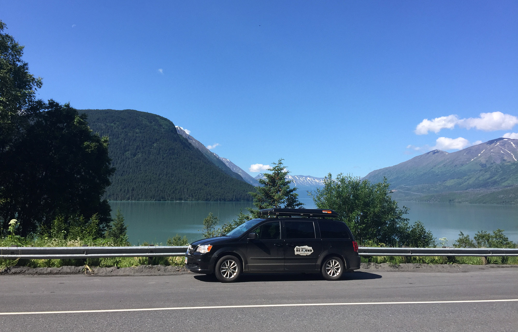 Travel Van on Seward Highway near Kenai Lake