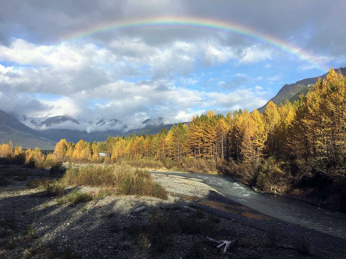 Rainbow over Glacier Creek in Girdwood Alaska
