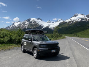 Travel SUV at Worthington Glacier near Valdez
